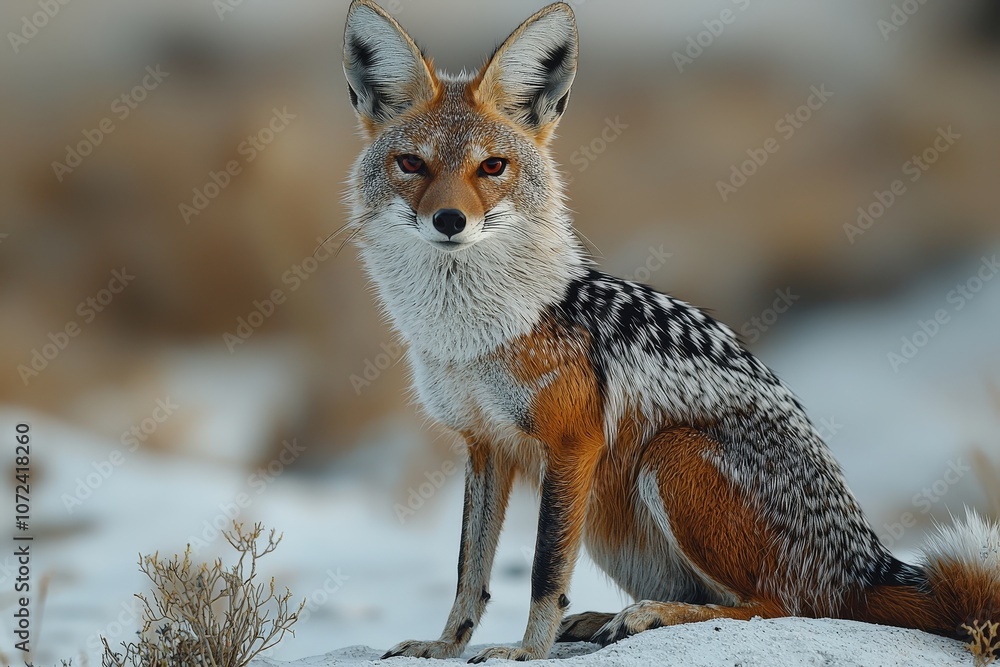 Cape fox in natural habitat during winter Cape fox in natural habitat during winter