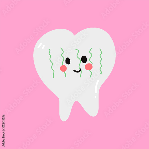 cute kawaii dental care cartoon isolated on white background