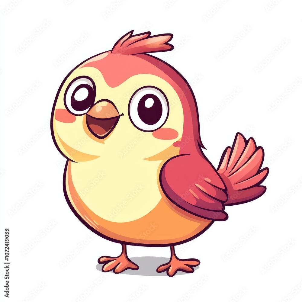 Fototapeta premium Whimsical Bird Mascot: Adorable Cartoon Owl Design on a Clean White Background