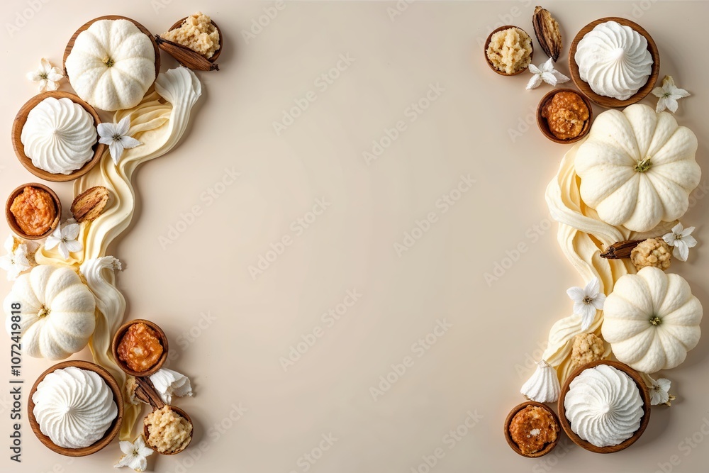 Obraz premium Soft Vanilla Cream Layered Backdrop for Stunning Aesthetic Header Banners