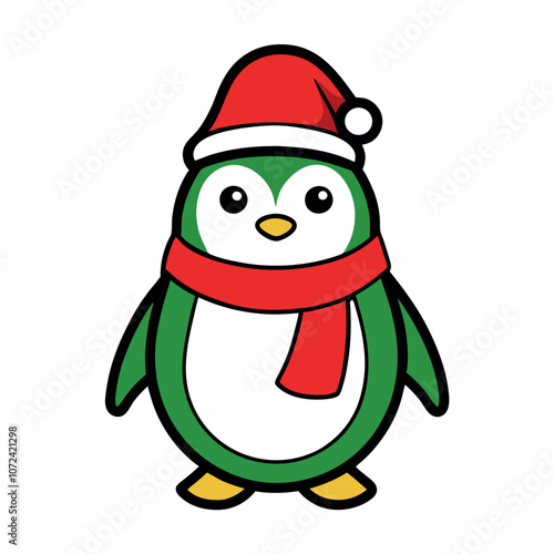  Christmas penguin vector design with a white background