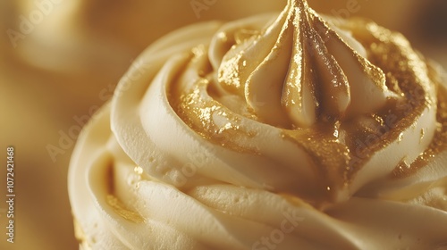 Decadent Whipped Caramel, adorned with edible gold, a luxurious treat! photo