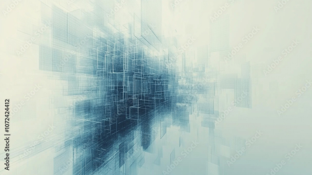 Fototapeta premium Abstract Geometric Grid Network Futuristic Cityscape Background