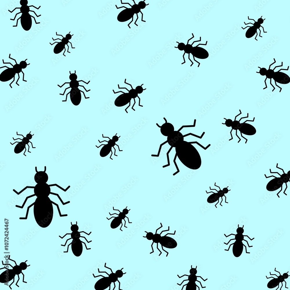 Fototapeta premium Seamless pattern of ants silhouette