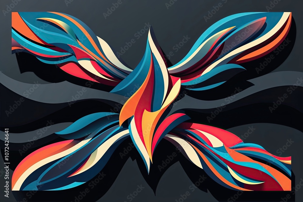 Obraz premium Vibrant Abstract Patterns with Deep Shadow Background in 3D Design