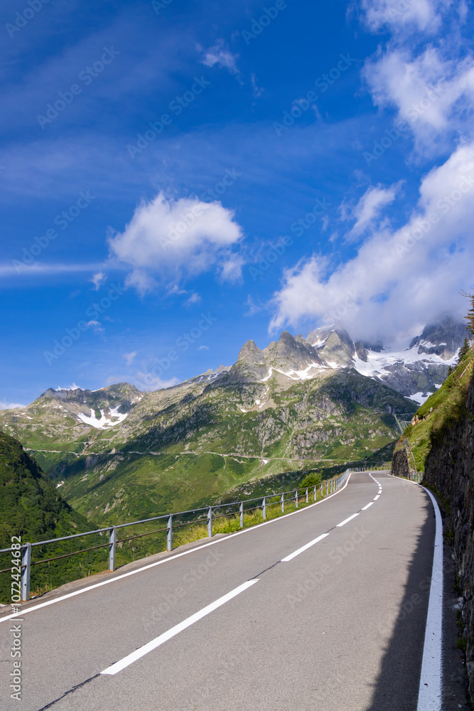 Fototapeta premium Landscape near Sustenpass with high alpine road, Innertkirchen - Gadmen, Switzerland