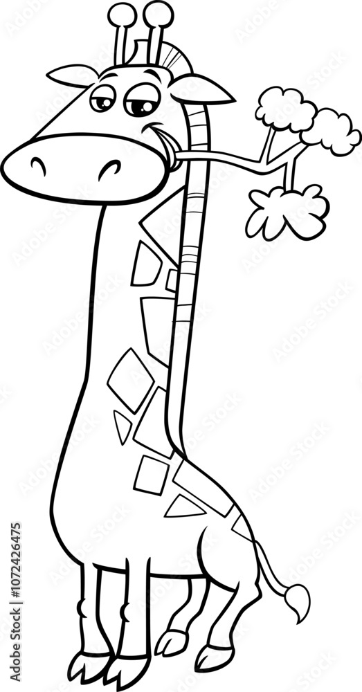 cartoon giraffe wild animal character coloring page