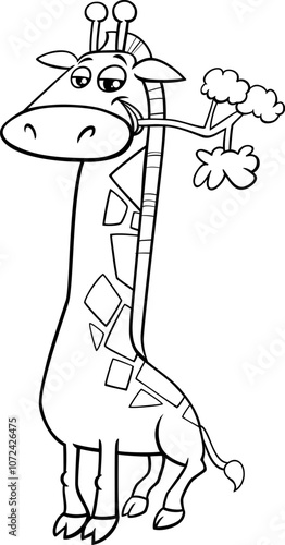 cartoon giraffe wild animal character coloring page