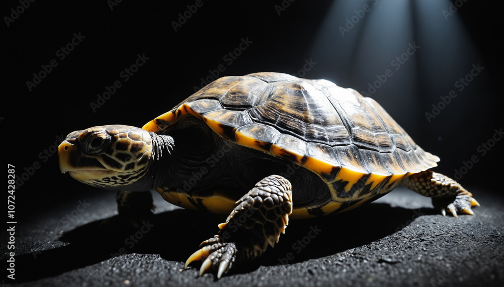 Obraz premium turtle, perfect lighting, spot light with dark background