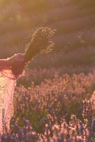 Girl Holding a Lavender Bouquet