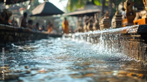 Wallpaper Mural Water Cascading Through a Temple Basin Torontodigital.ca