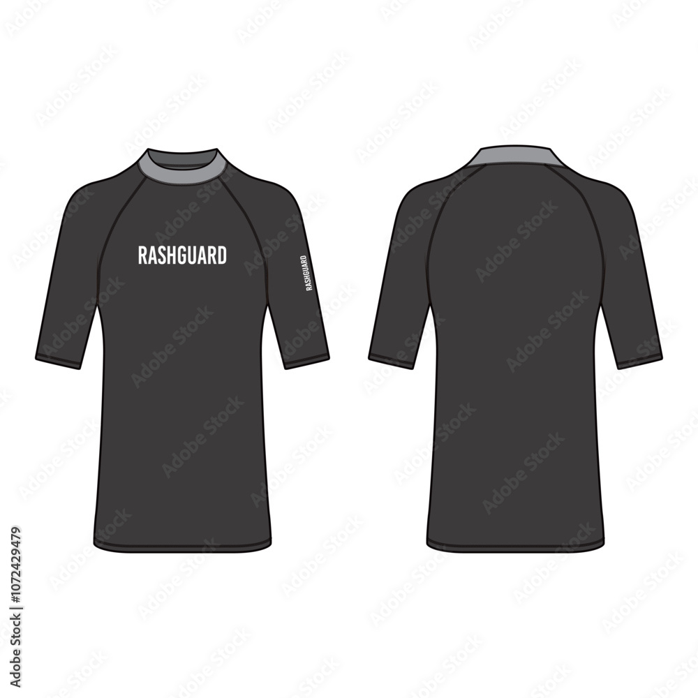 Naklejka premium Black Rash Guard Shirt Mockup