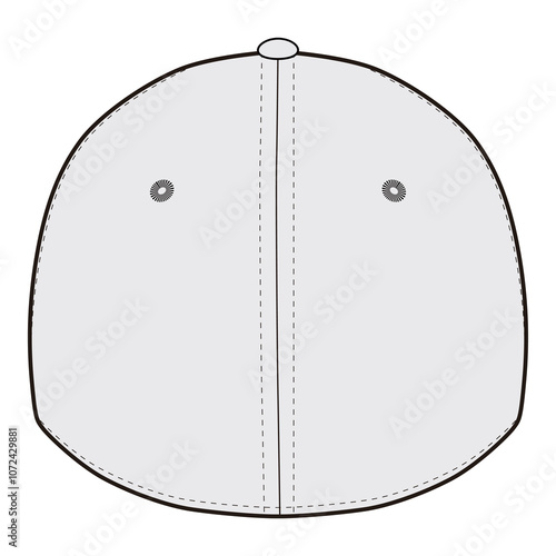Back view of a baseball cap in a simple black and white vector illustration, showing the back panels and vent holes.
