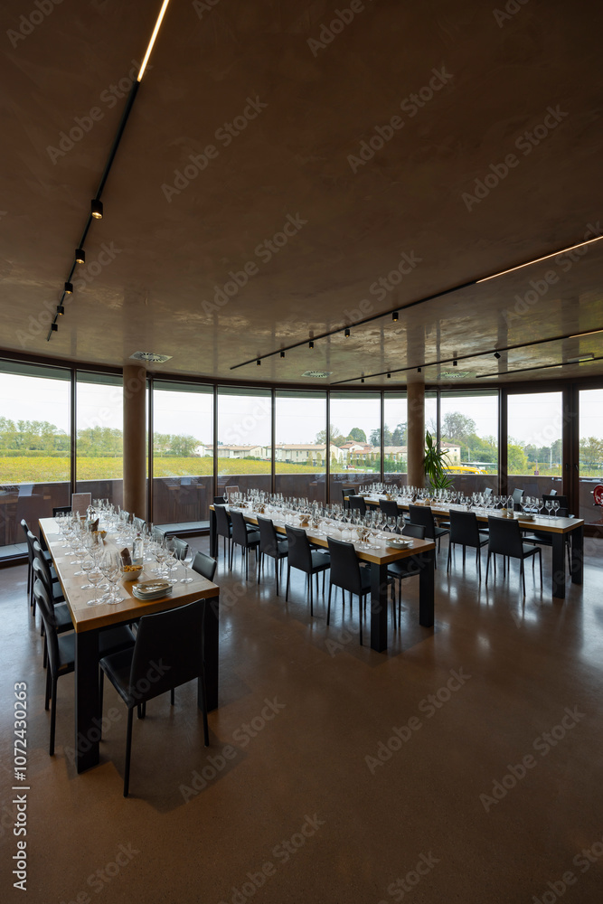 Obraz premium Tasting room in winery, Nervesa della Battaglia, Province Treviso, region Veneto, Italy