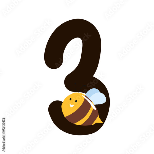 Numeric bee children book isolated on white background