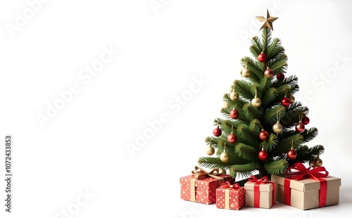 christmas tree with gifts on white background