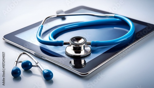 stethoscope on blue background