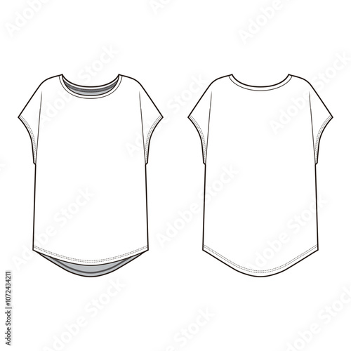 Batwing Sleeve Relaxed Fit T-shirt Mockup - Front and Back View
