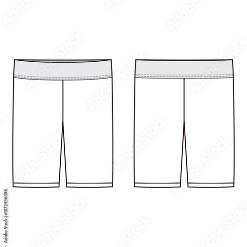 Seamless Women's Shorts Flat Sketch - Fashion Illustration