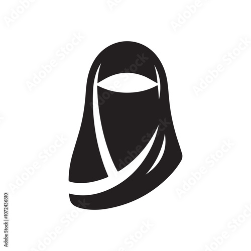 simple and beautiful black niqab silhouette vector icon