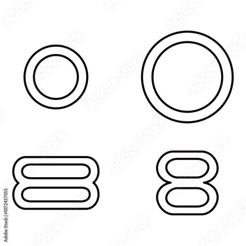 Lingerie Hardware Icons - O-ring, Buckle Vector Illustration