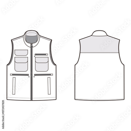 Fishing Vest Mockup - Front and Back Views
