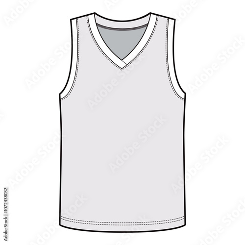 White Volleyball Jersey for Women, V-neck, Sleeveless, Athletic Knit
