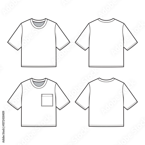 White Crop Top Mockup Set: With and Without Pocket
