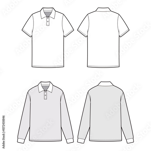 White Polo Shirt Mockup Set: Short and Long Sleeve

