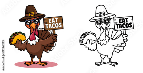 Funny turkey with a sign vector t-shirt design