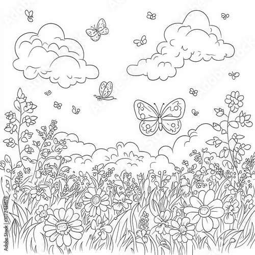 A peaceful meadow with butt...