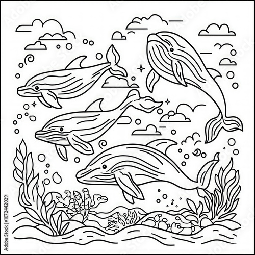 A vibrant ocean scene with ...