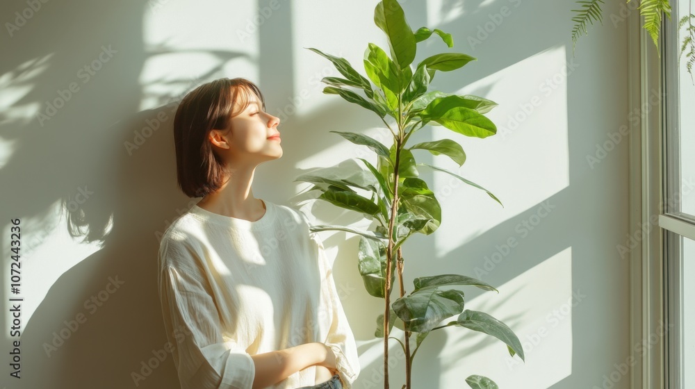 Person enjoying hobby bright background clean layout  copy space