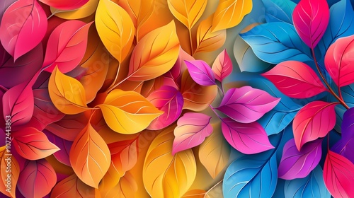 Wallpaper Mural Abstract leaves background, a pattern that echoes nature's colors. Colorful plant texture, a representation of leaf design. Torontodigital.ca