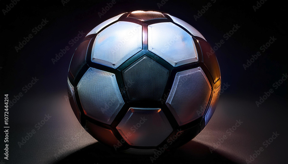 Fototapeta premium a modern soccer ball, isolated on a dark black