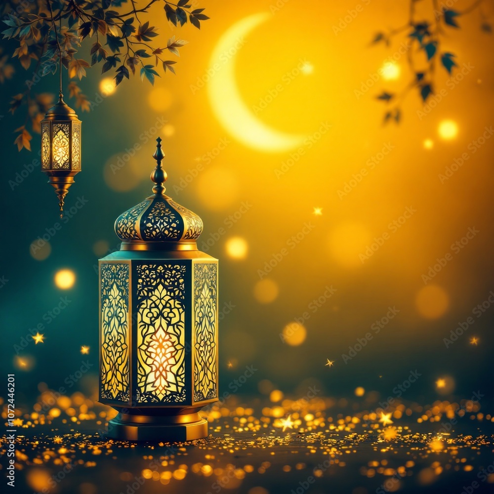 Ramadan kareem greeting design with islamic lantern and arabic calligraphy for muslim community Ramadan kareem greeting design with islamic lantern and arabic calligraphy for muslim community