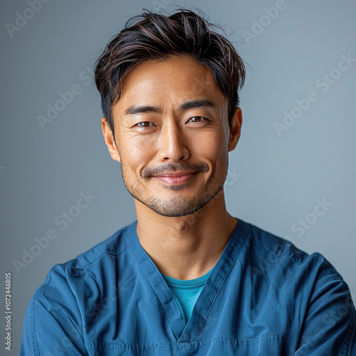 Doctor in Corporate Attire with Stethoscope on White or Grey Neutral Background – Healthcare, Medical Specialist, Physician, Hospital, Medical Professional, Healthcare, Clinical. Asian male man