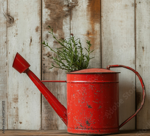 Red Watering Can Isolated