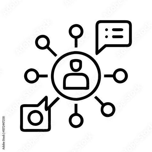AI social media icon illustrating user engagement and connectivity features