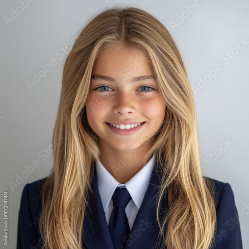 School Girl In Uniform Isolated