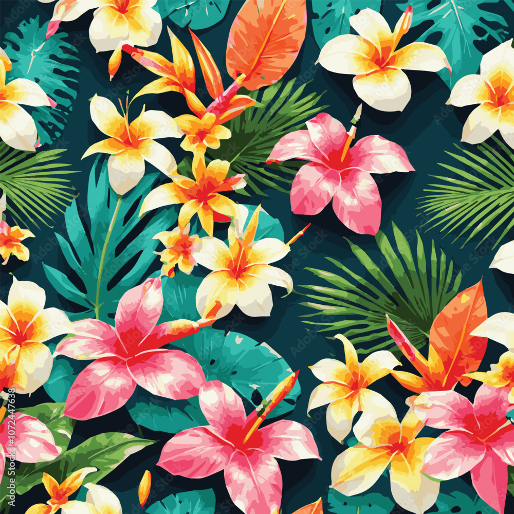 Abstract multicolor a solid hibiscus blooming flowers motif arrangement with medium tone all over vector design with cream background illustration digital image for wrapping paper or textile printing. Abstract multicolor a solid hibiscus blooming flowers motif arrangement with medium tone all over vector design with cream background illustration digital image for wrapping paper or textile printing.