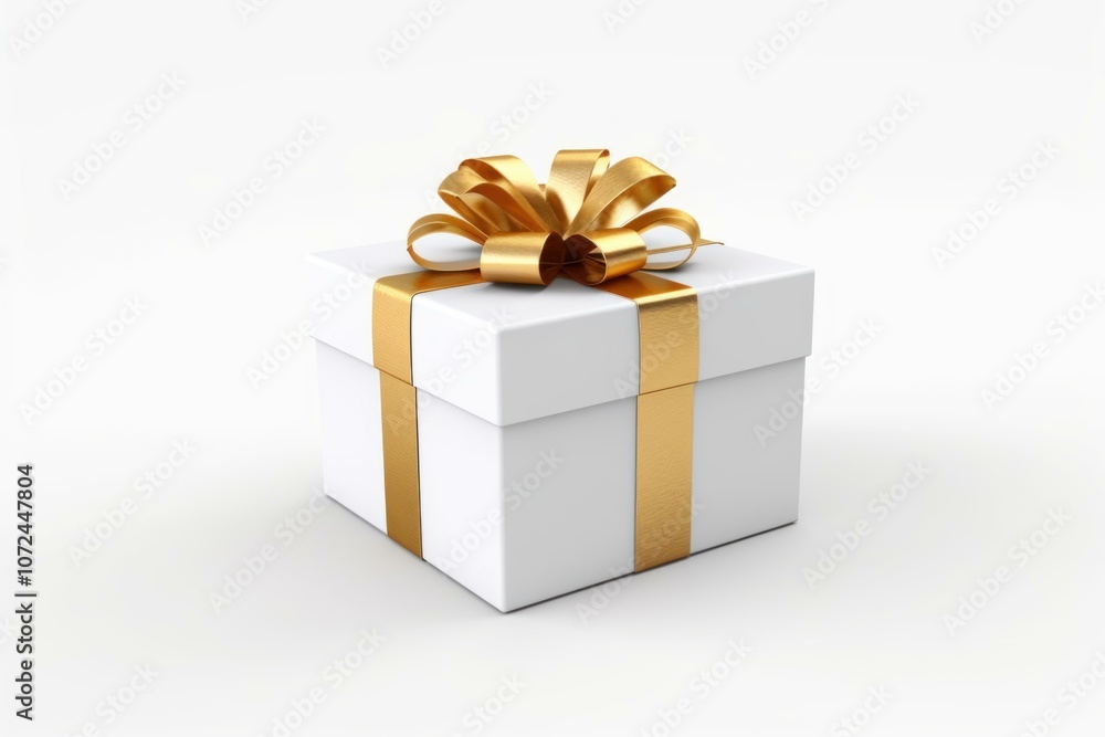 3d rendering of a white gift box tied with a luxurious golden ribbon on a clean background 3d rendering of a white gift box tied with a luxurious golden ribbon on a clean background