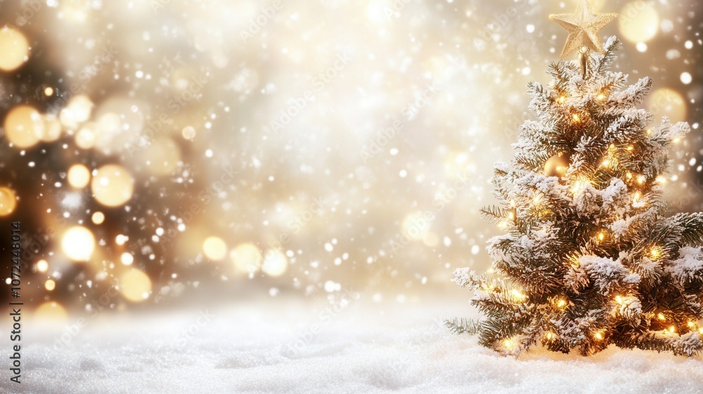 Magical -covered Christmas tree with sparkling lights Magical -covered Christmas tree with sparkling lights