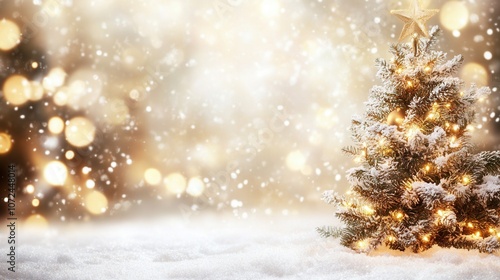 Magical -covered Christmas tree with sparkling lights