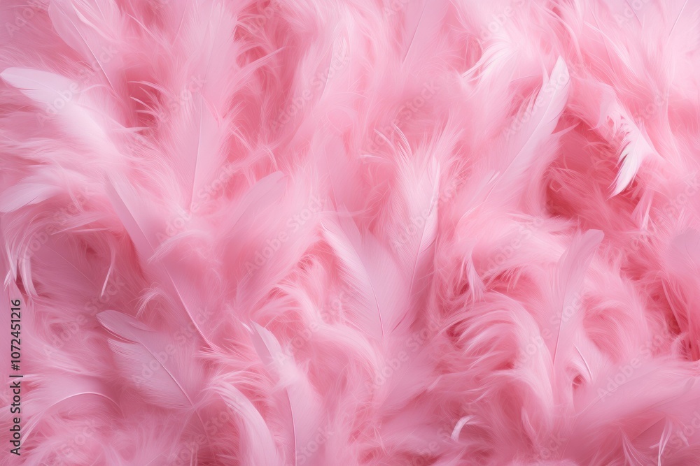 Abstract close-up view of delicate pink feathers creating a fluffy texture Abstract close-up view of delicate pink feathers creating a fluffy texture