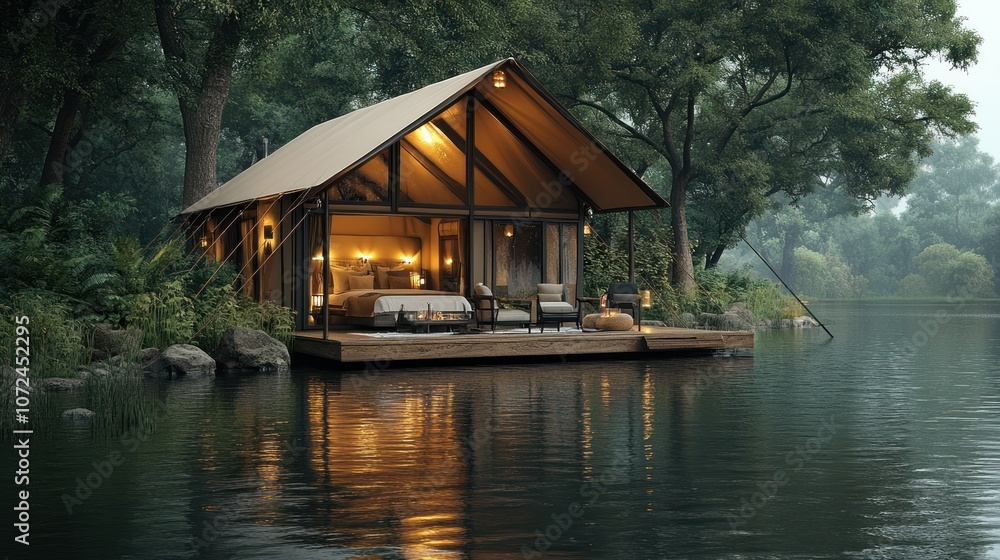Cozy lakeside cabin with a serene atmosphere and natural surroundings. Cozy lakeside cabin with a serene atmosphere and natural surroundings.