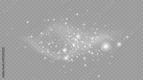 The dust sparks and stars shine with special light. Vector sparkles on a transparent background. Vector illustration	