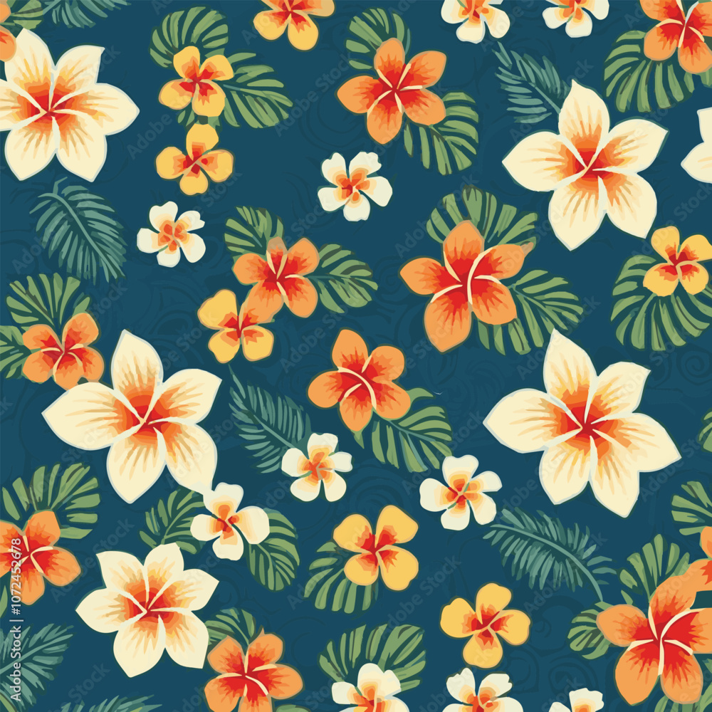 Abstract multicolor a solid hibiscus blooming flowers motif arrangement with medium tone all over vector design with cream background illustration digital image for wrapping paper or textile printing. Abstract multicolor a solid hibiscus blooming flowers motif arrangement with medium tone all over vector design with cream background illustration digital image for wrapping paper or textile printing.