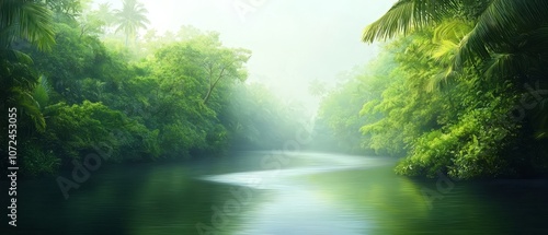 A river in the middle of a lush green forest