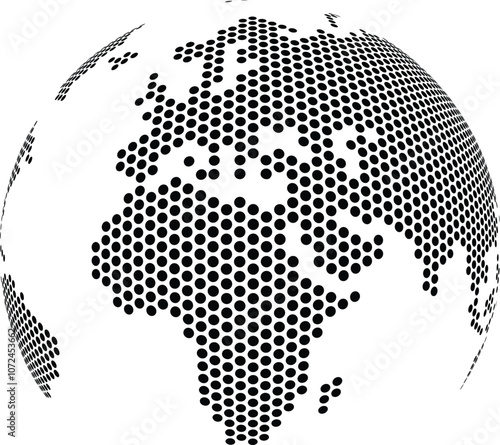 globe map of the world dots	